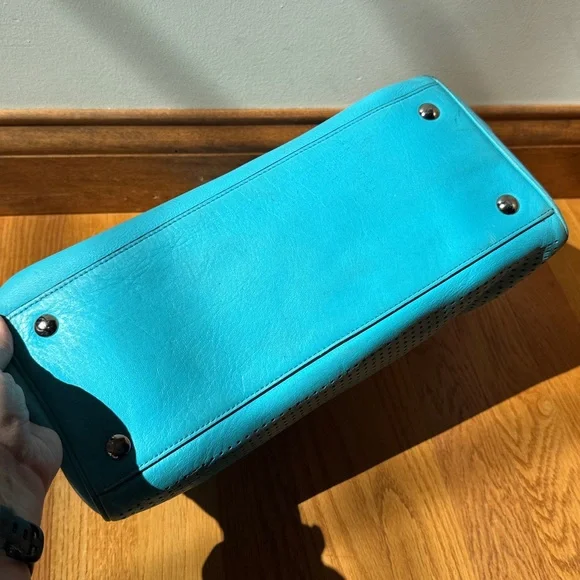 COACH Legacy Haley Perforated Satchel Bag Robin Blue Hangtag Style # 23577 - Picture 10 of 16